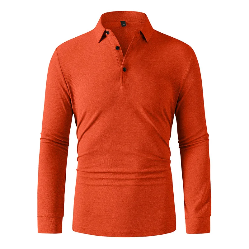 Herren Business Casual Langarmhemd Einfarbig Modisches, atmungsaktives, bequemes, vielseitiges Poloshirt – Detail 19