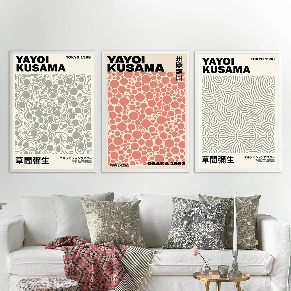 

Абстрактная Настенная картина Yayoi Kusama в горошек, скандинавские постеры на холсте, настенные картины для гостиной, Современная декоративная картина