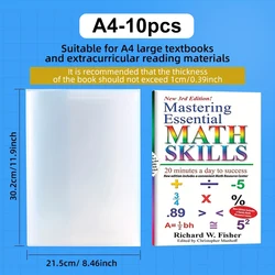 10 - Pack Transparent Waterproof PVC Book Covers with Self - Adhesive Closure (A4 - 10PCS)