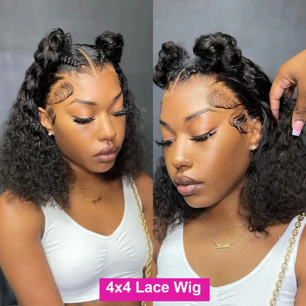 13x4 HD Transparent Lace Curly Wave Bob Wigs Human Hair 230 Density 5x5 Closure Lace Wig Water Wave Bob Wig PrePlucked For Women 4