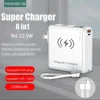 FERISING-Magnetic Power Bank, Wireless Charger, Portable Battery for Oneplus 10, 11 Pro, Ace 2 Pro, 22.5W VOOC 15000mAh, 6in 1 6