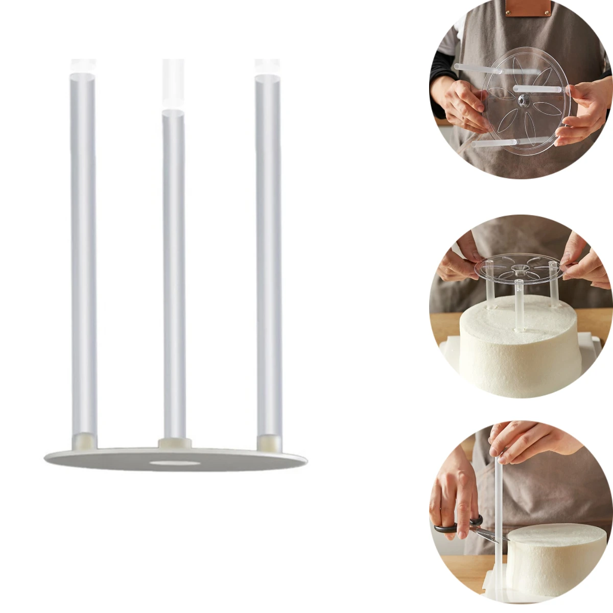 10Pcs Reusable Cake Dowels White Plastic Cake Support Rods Round Stacking Cakes Straws Baking Supplies DIY Decor Tool 24/30cm