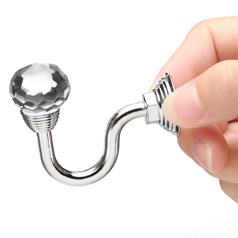 Metal Crystal Curtain Holdback Hanger Wall Tie Backs Hooks Holder 2Pcs Home Decor Curtain Tie Back Artificial Crystal Wall Hooks curtain tiebacks curtain holder curtain hooks curtain accessories