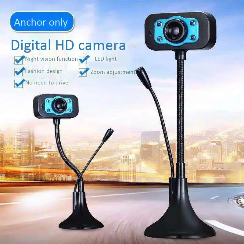 

FULL-Web Camera USB High Definition Webcam 4 Led Web Cam with MIC Desktop for Skype Youtube Computer PC Laptop