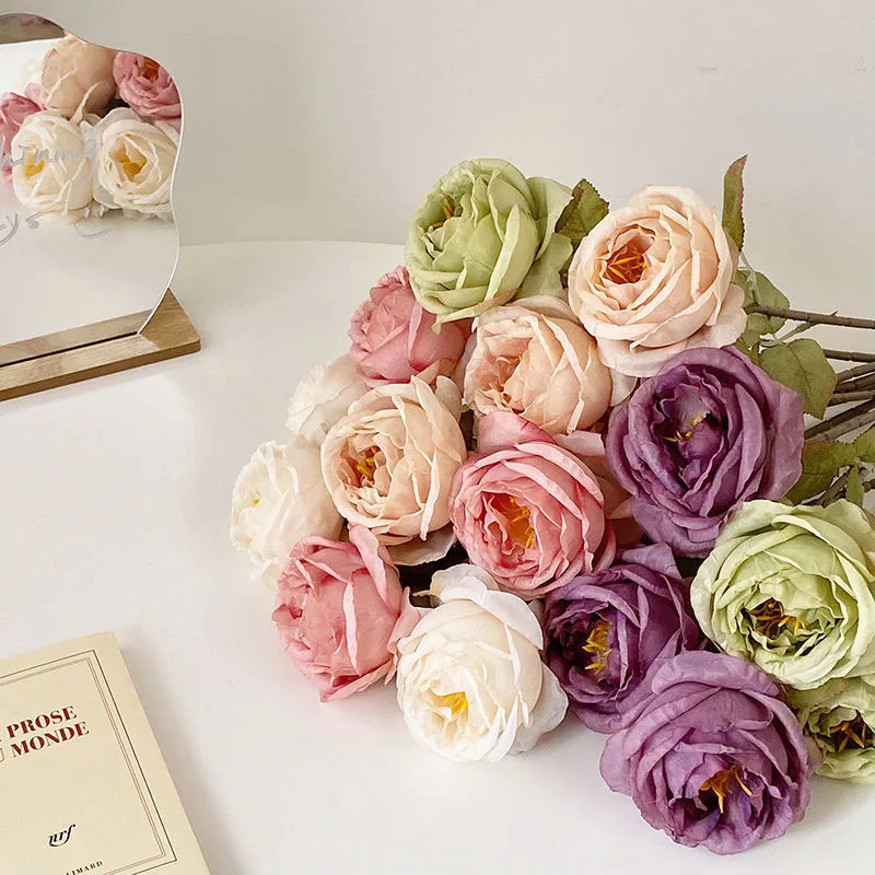 

7pcs Artificial Rose Silk Flowers Bridal Bouquet Home Table centerpiece For Wedding Party Home Valentine's Day Decor
