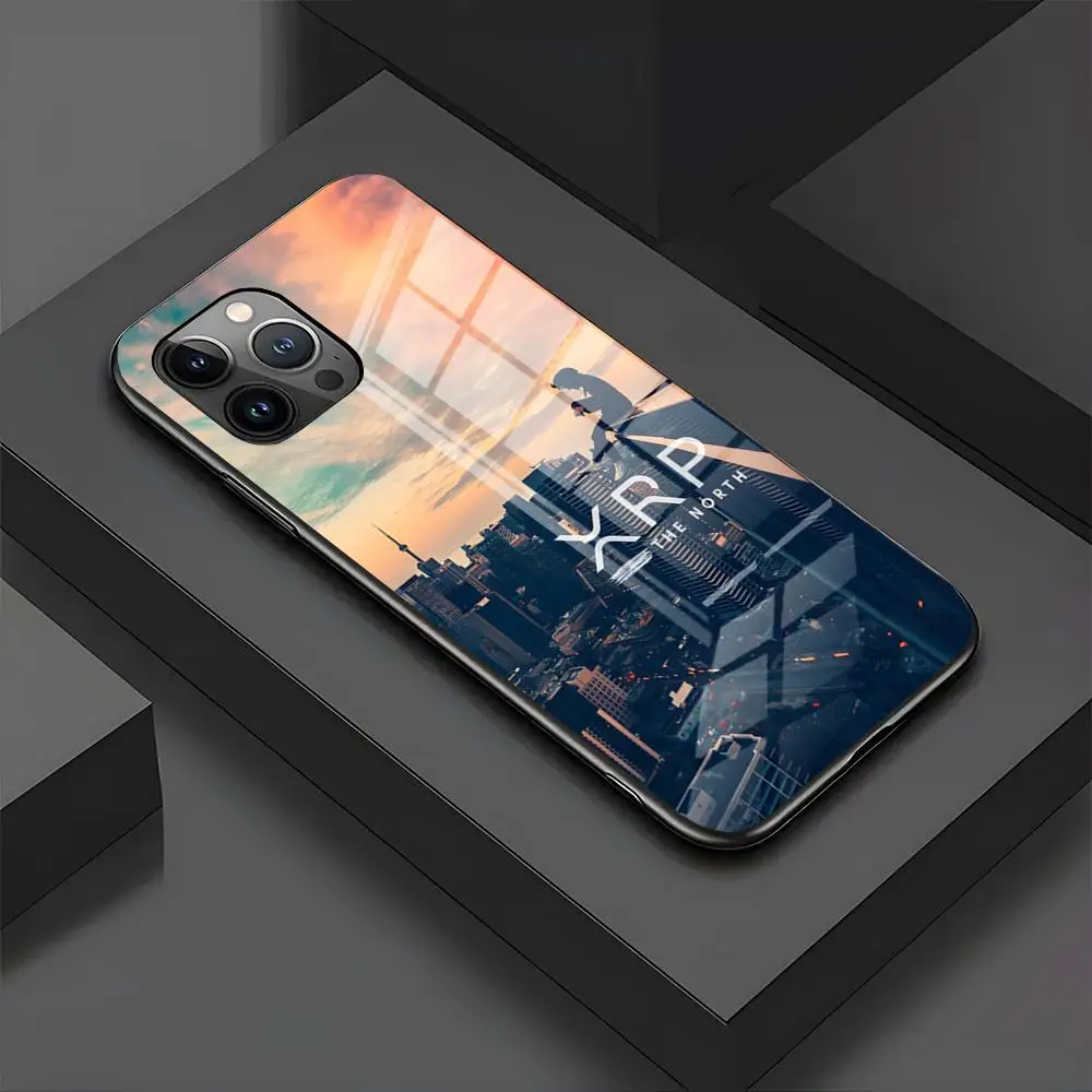 MINISO-Xrp 리플 암호화 전화 케이스 IPhone 15 Pro 16 15 14 13 12 11 Mini X XS XR Max 6  8 Plus SE 2024 유리 디자인 코브-Freehip.co.kr
