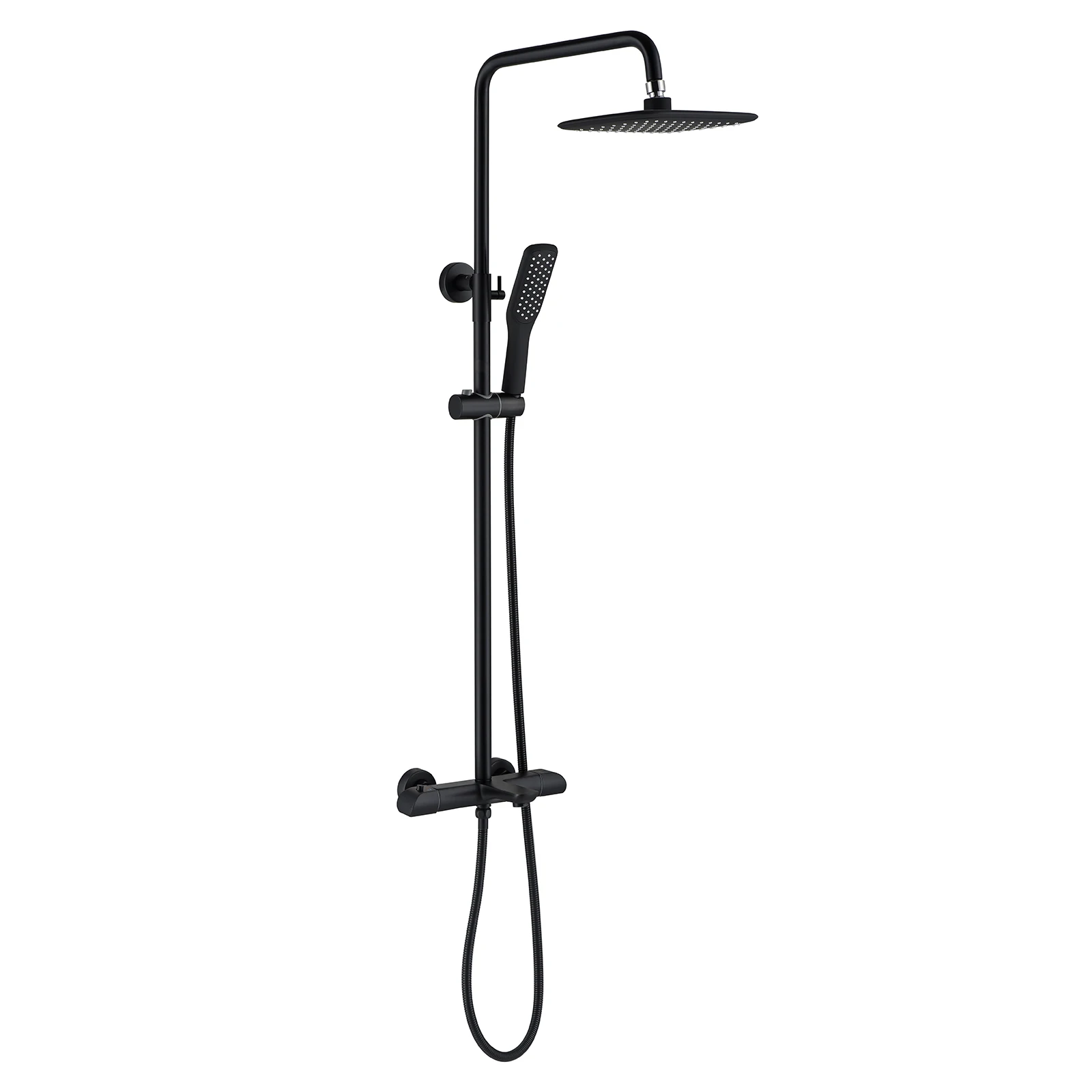 

Matte Black Luxury Brass Square Shower In Wall Set Bathroom Hotel Shower Mixer With Shower Head