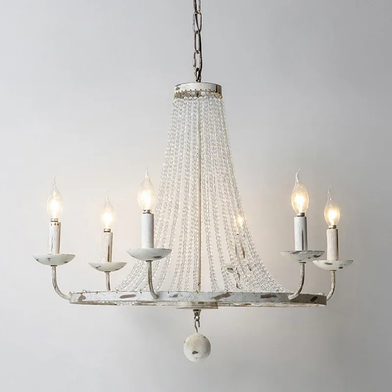 American Country Retro Old French Pastoral Crystal Chandelier Living Room Dining Room Bedroom Clothing Store Mounted Lamps