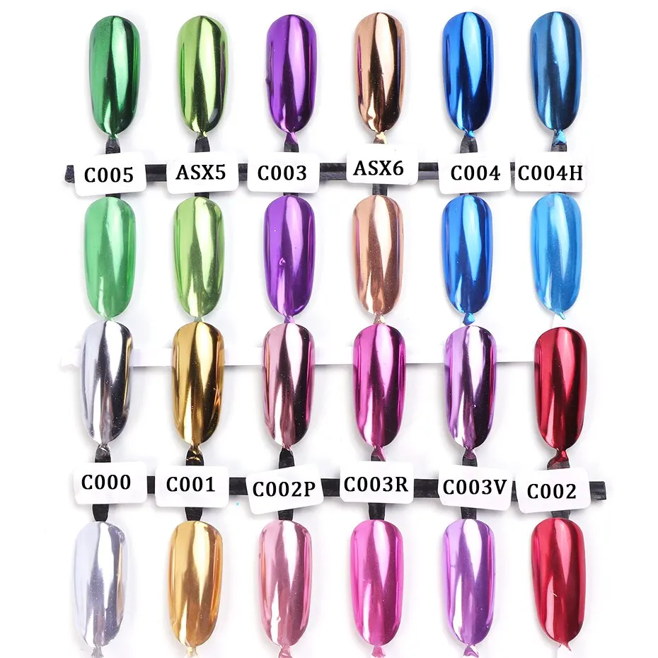 12 Colors Chrome Mirror Nail Powder Pigment Metallic Colorful Gold Silver Rubbing Dust Glitter Nail Art Decorations Manicure