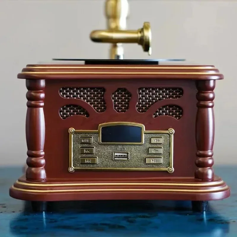 Retro Phonograph Living Room European Solid Wood Decoration Vinyl Record Player Creative Bluetooth Small Speaker