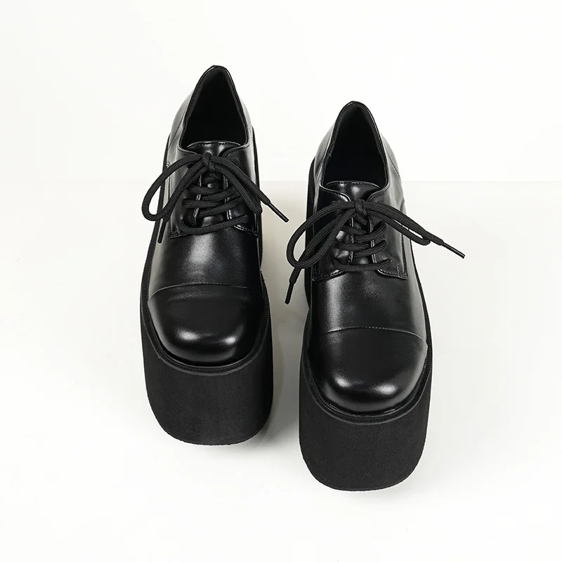 Gdgydh Damen Chunky Heeled Pumps schnüren elegante Oxford Plattform Pumps für Frauen Höhe erhöhen Design Party Cosplay Schuhe – Detail 8
