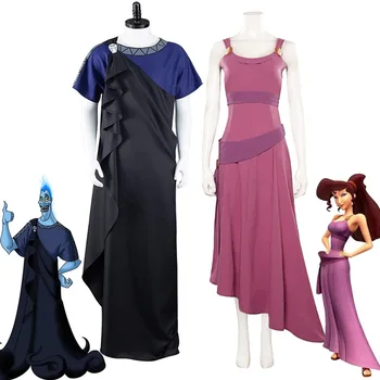 Hercules Megara Hades Costume Cosplay dessin animé film tenues hommes femmes Robe Robe perruque Halloween carnaval festa jeu de r
