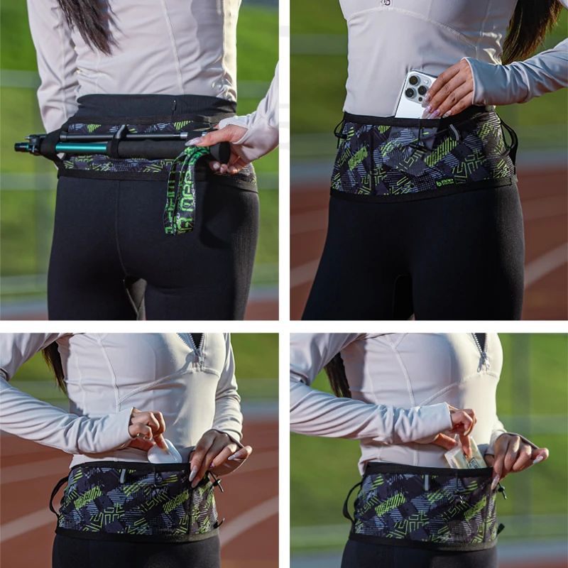 최신 W1001 최신 짠 탄성 스포츠 허리 팩 트라이 애슬론 마라톤 사이클링 등산을위한 레이스 번호 벨트 실행