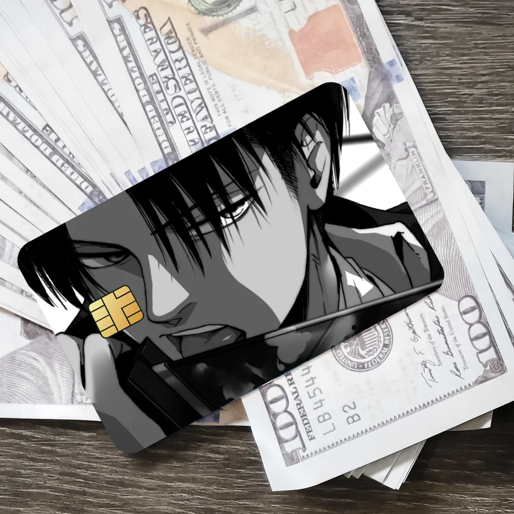Levi Film Skin Cover Sticker Set for Credit Cards - Waterproof Anime Decor (4-Pack)