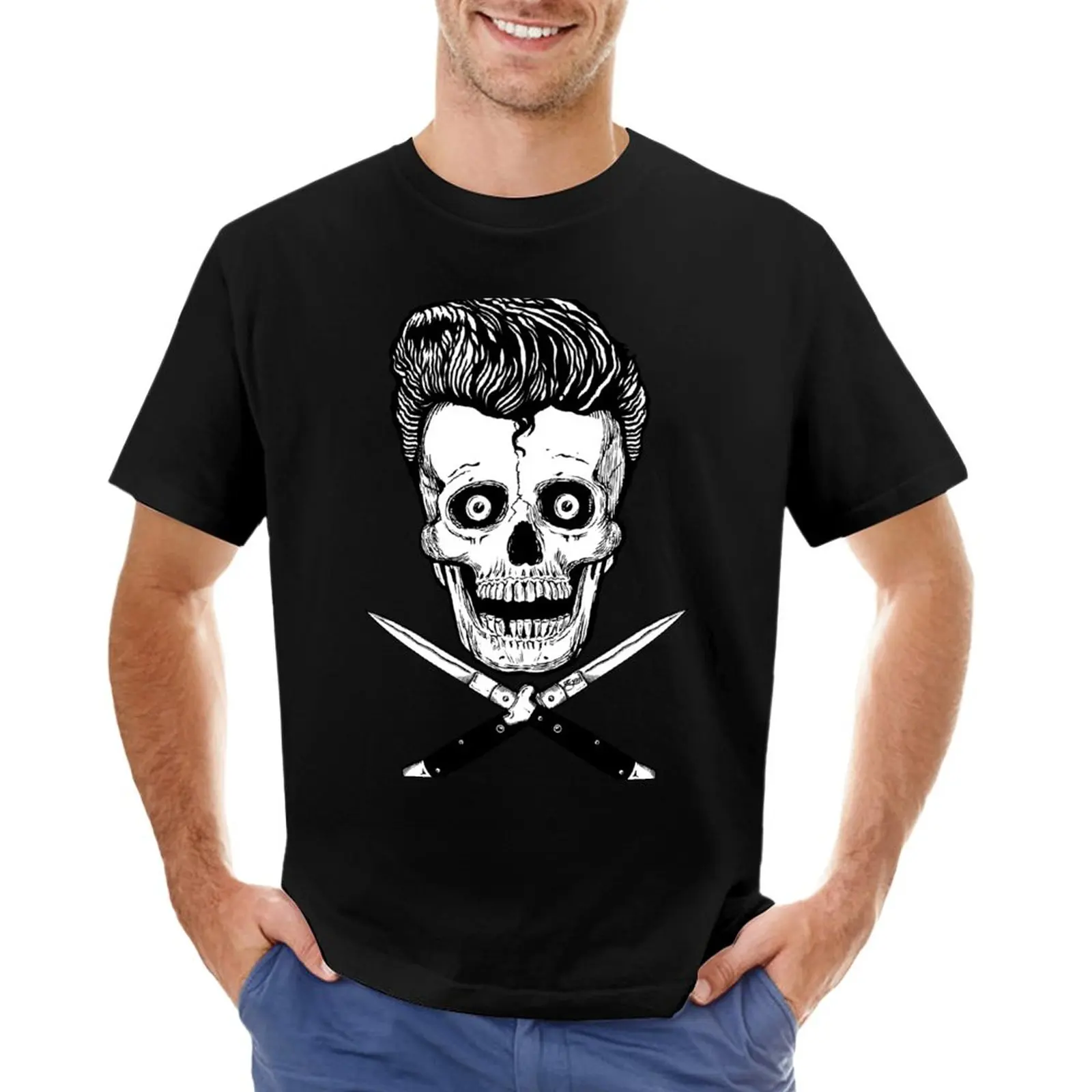 

Rockabilly Skull and Switchblades T-Shirt funny t shirts customized t shirts plus size tops men t shirt
