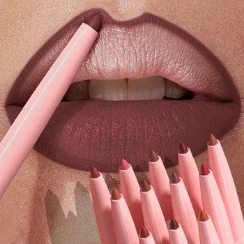Matita per labbra con pennino affusolato Rosso opaco Marrone Rimpolpante Lip Stain Rossetto fine impermeabile duraturo Trucco per contorno labbra sottile