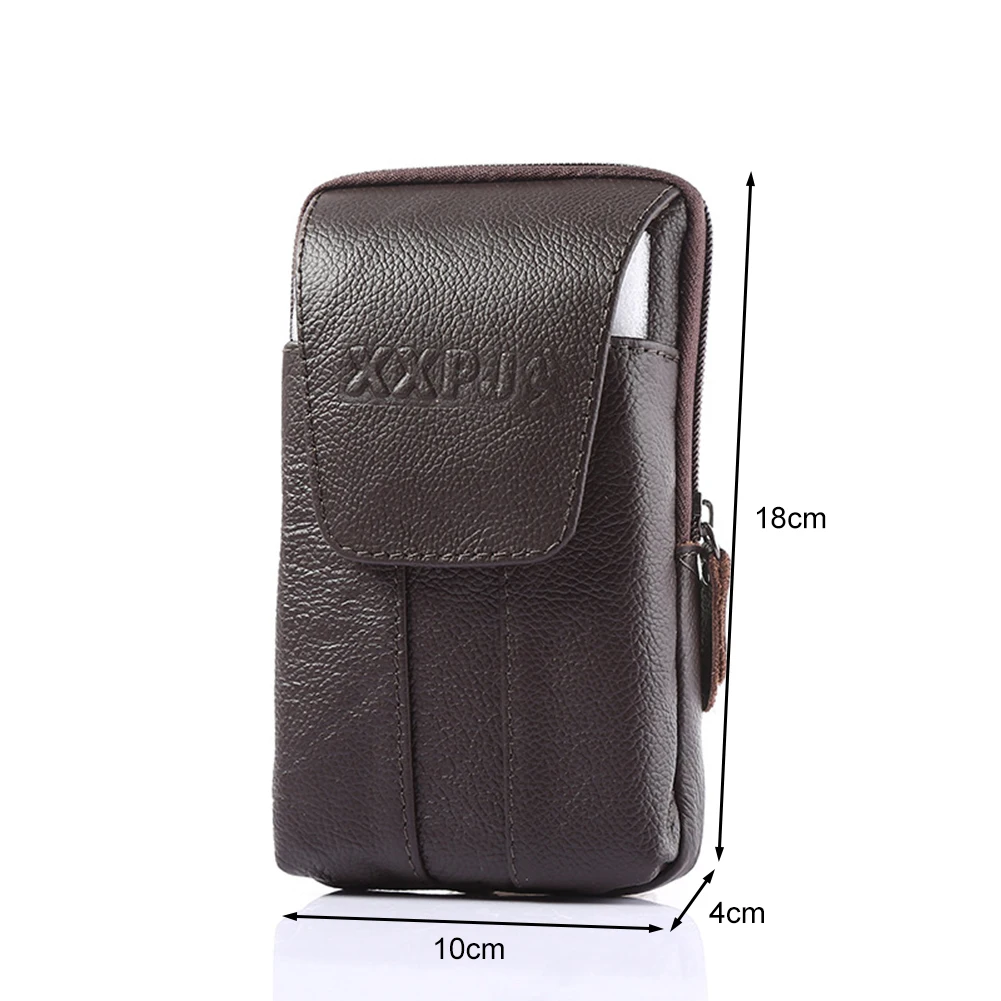 Men Genuine Leather Waist Pack Bum Bag Classic Texture Creative Design Chic Multi-function Mobile Phone Wallet Pouch