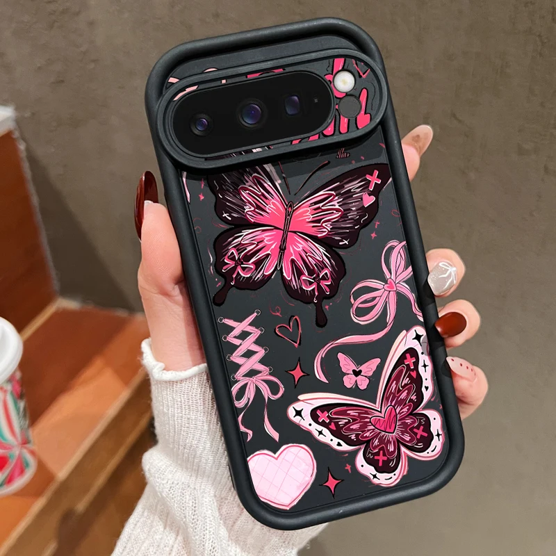 Pink Cartoon Butterfly Shockproof Soft TPU Phone Case