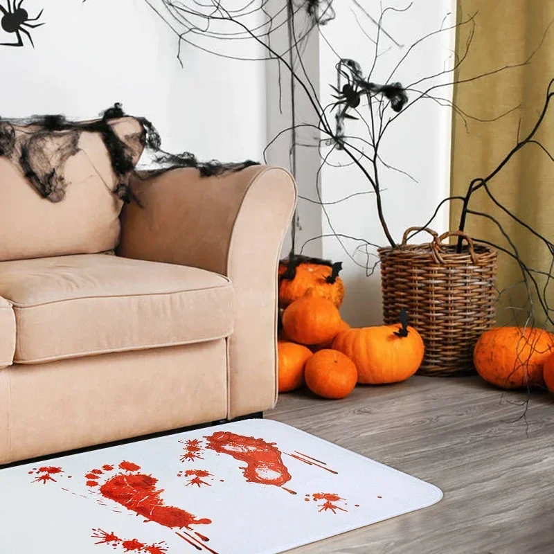 Blood Bathmat Bloody Footprints 3D Bathroom Floor Bath Mat Carpet Non-Slip Rugs Indoor Outdoor Doormat
