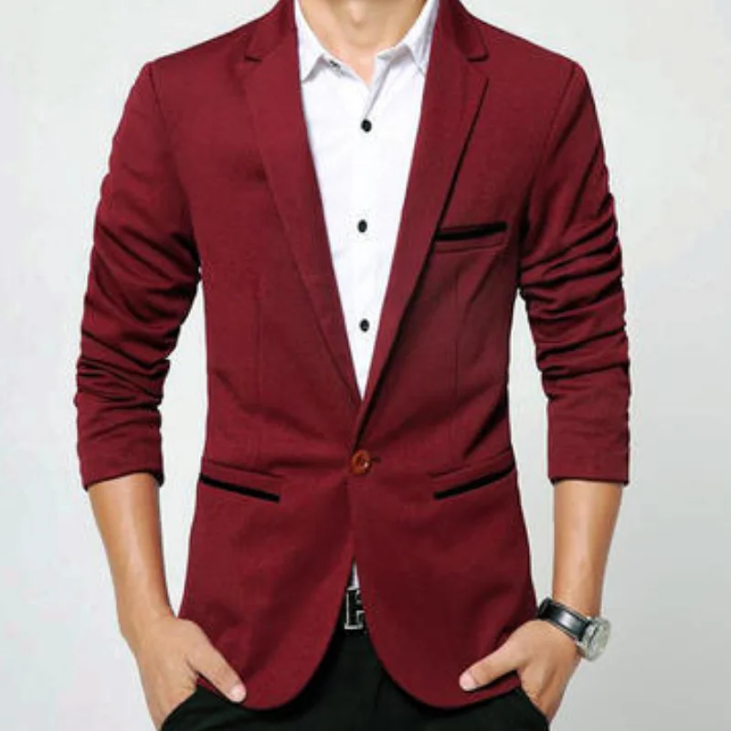 

Приталенный офисный Мужской Блейзер, куртка, модный однотонный мужской костюм, куртки, свадебное платье, пальто, деловой мужской костюм, повседневный пиджак 5XL MY515