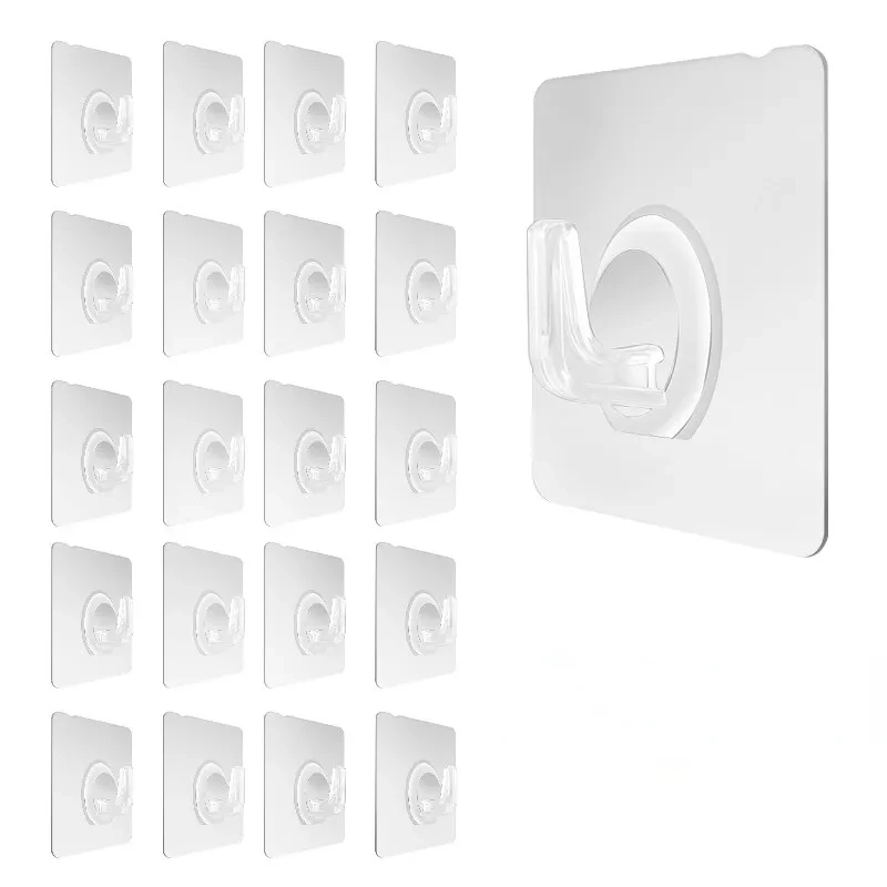 10/5PCS Wall Hooks Transparent Strong Self Adhesive Key Towel Door Wall Hanger Hanging Kitchen Bathroom Accessories Hooks 1
