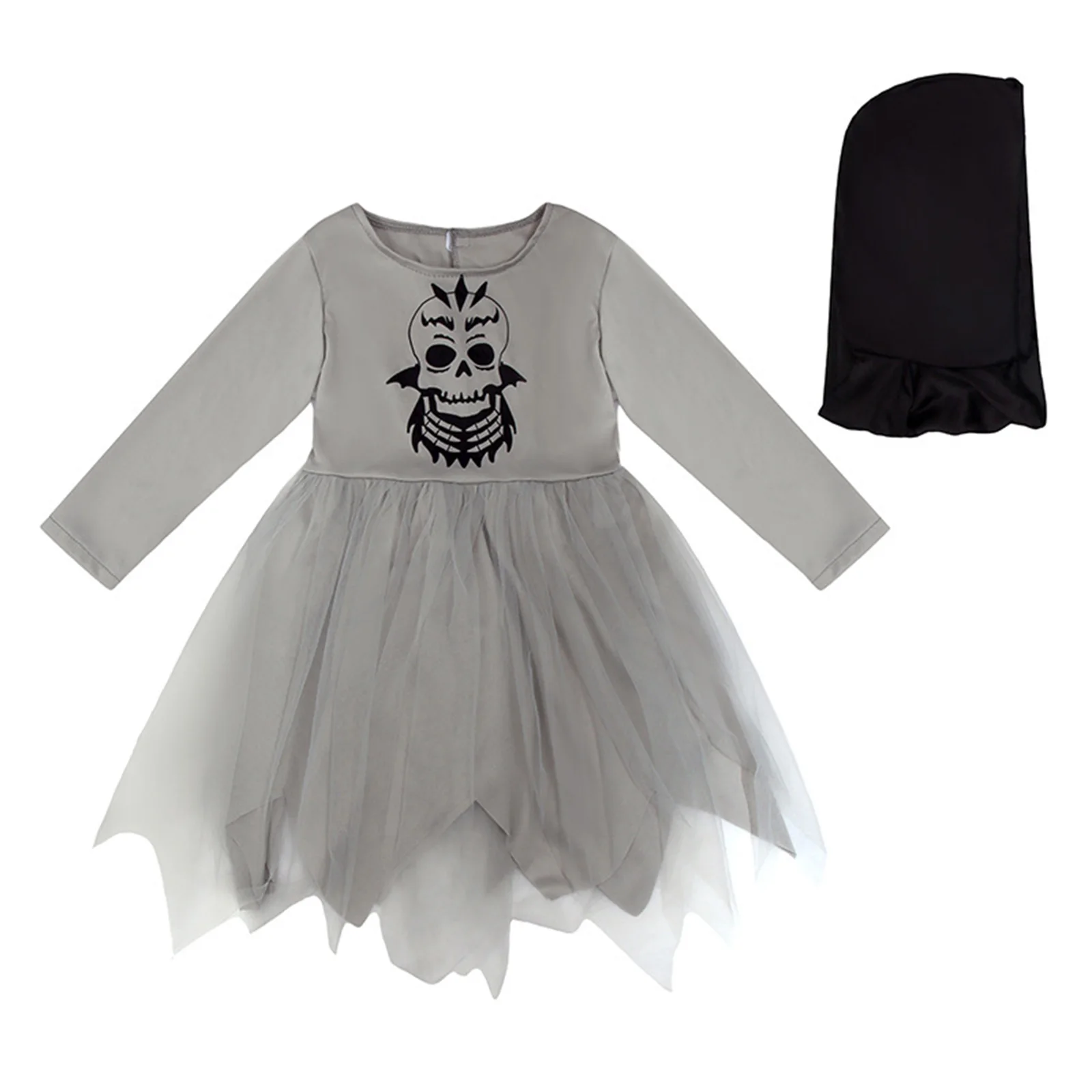 thumbnail image 1 of Disfraz de demonio del infierno para Halloween, capa negra para niños, esqueleto de la muerte, disfraz de cosplay, vestido de fiesta de carnaval para niños y niñas, 1 of 5
