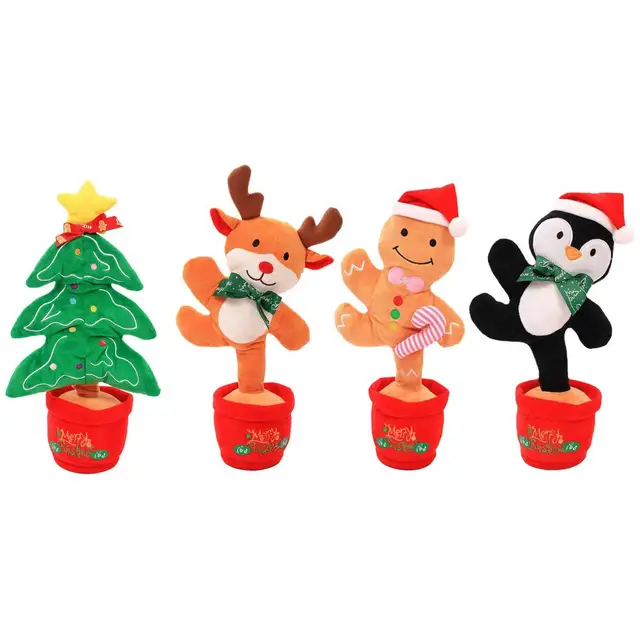 Christmas Electric Music Doll Funny Musical Rotating Singing Learning Tongue  Dancing Function Toy Gift funny desktop ornament 2