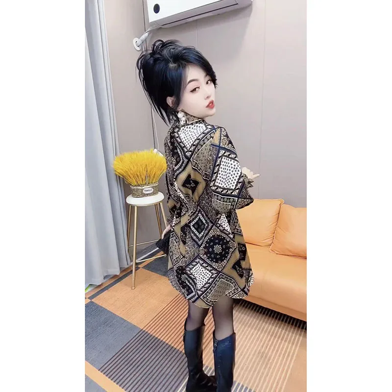Vintage Printed Button All-match Shirring Shirts Women's Clothing 2023 Autumn Winter Loose Casual Tops Butterfly Sleeve Blouses