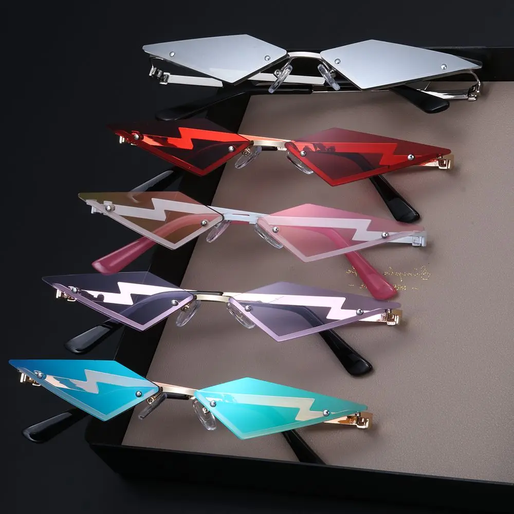 Cat Eye Sunglasses Diamond Shape Women Retro Rimless Sun Glasses UV400 Trendy Narrow Frame Streetwear Hiking Cycling Eyewear women sunglasses