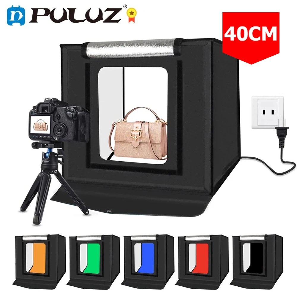 PULUZ 40CM/15.8Inch Photo Studio Lightbox Photography Softbox Portable Photo Studio Shooting Tent Box Kit With 6 Colors Backdrop