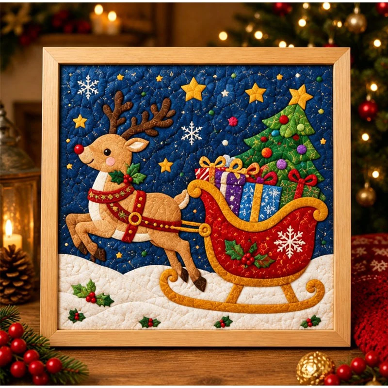 Holiday Fabric Art Painting Kit - DIY No-Sew Mosaic Craft