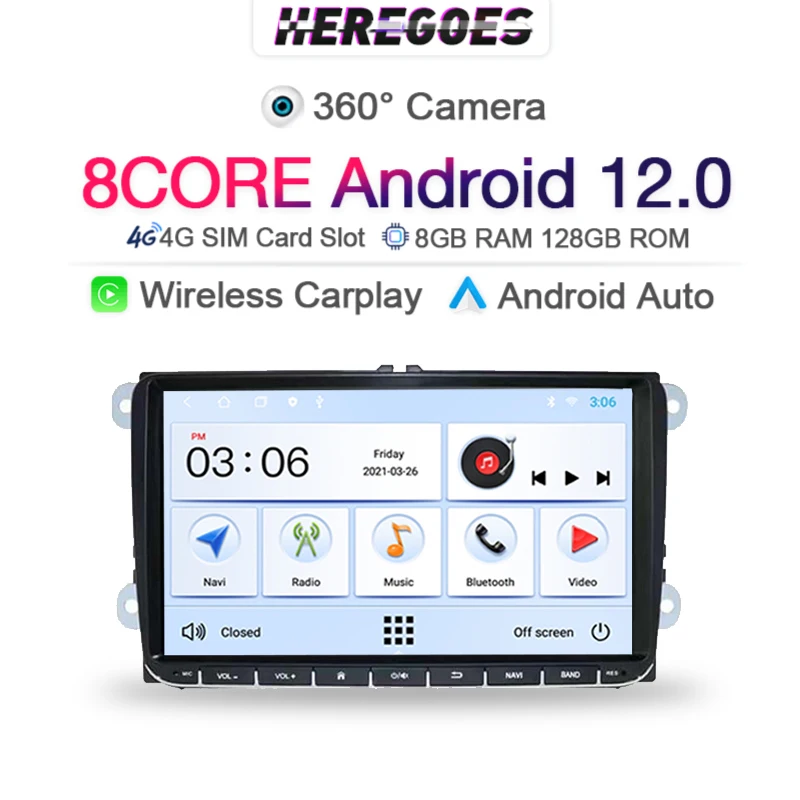Carplay Dsp Android 12 Auto Gps Radio Für Volkswagen Vw Passat B6 Skoda Sitz Octavia Golf Touran Polo Lada 4G Lte 2 Din Navi 128G