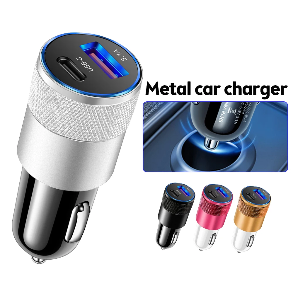 

66W USB Car Charger Type C Fast Charging Phone Adapter For Xiaomi Huawei PD Phone Charger Car Adapter Socket Cigarette Lighter