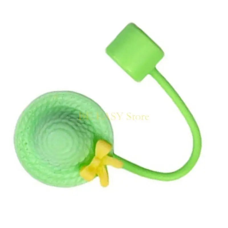 E28F Lovely Hat Shape Silicone Straw Covers Caps Drinking Straw Tip Lid Reusable Caps Plugs Dishwasher Safe