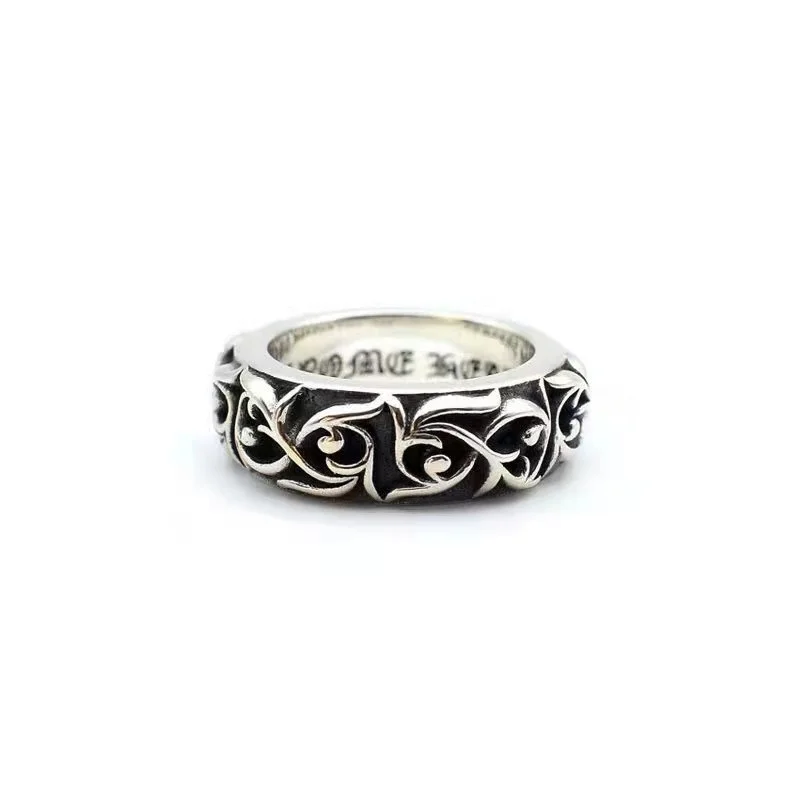 Ch crosin anillo de plata de ley con personalidad para hombres y mujeres, amantes, trendsetter, retro, Plata tailandesa, anillo de ratán eterno