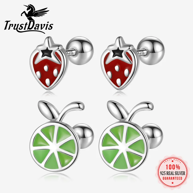 

Серьги-гвоздики из серебра 925 пробы с фруктами, клубникой, лимоном