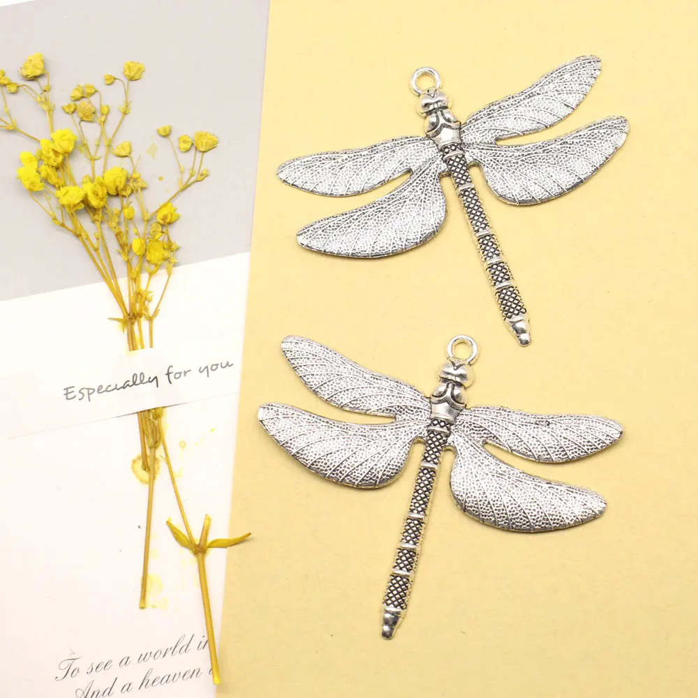 

1pcs 62x72mm Dragonflies Pendants Pendants For Jewelry Art Crafts Diy Handmade Jewerly Antique Silver Color