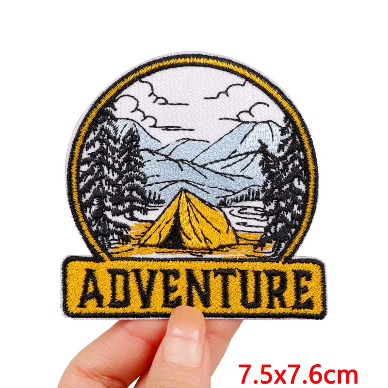 Description Picture 5 of itemCamping/Adventure Patch Iron On Patches For Clothing Sticker Mountain Hiking Patch Outdoor Embroidery Patches On Clothes Sew DIY