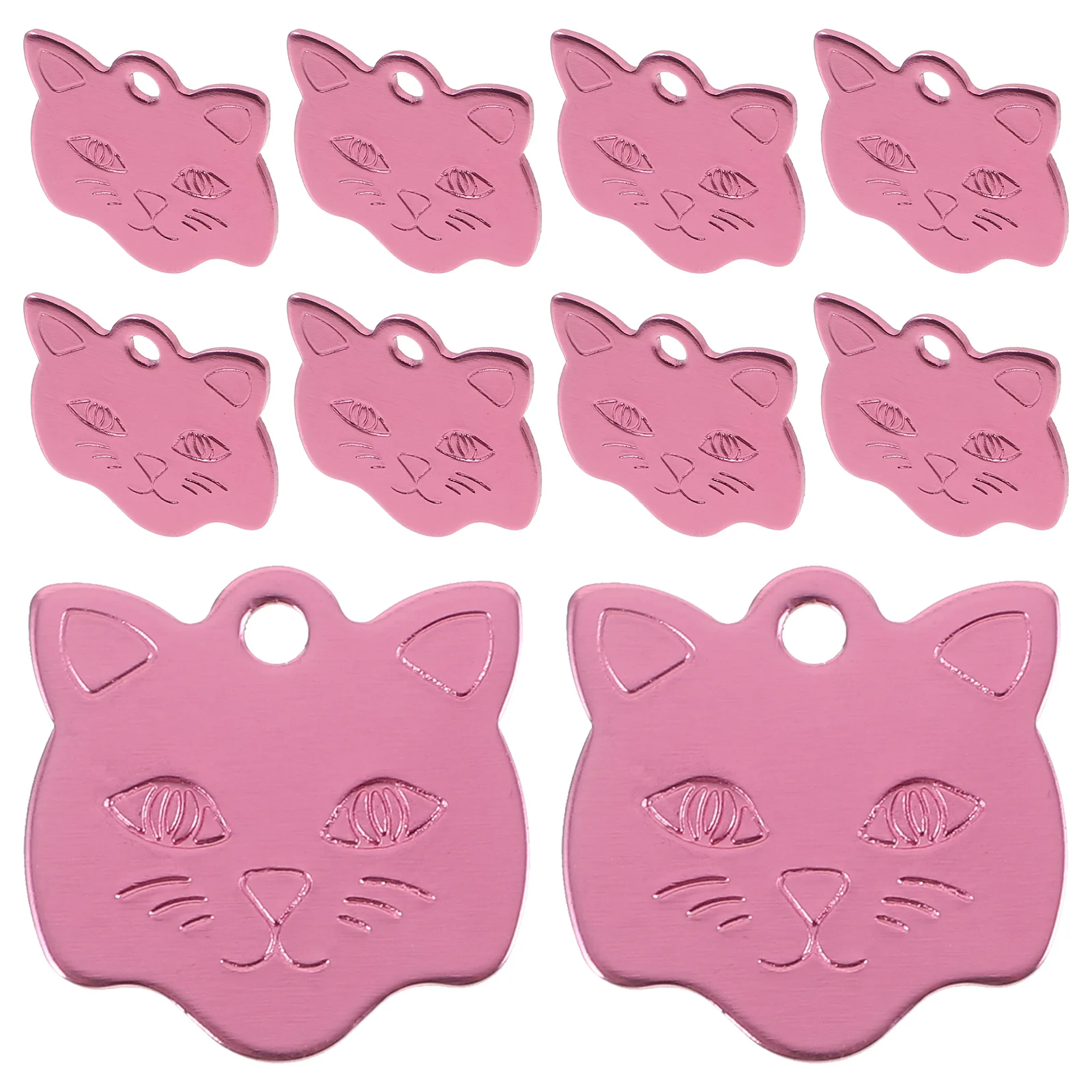 

10pcs Dog Tags Pet Id Tags Cat Head Shape Charms for Puppy Cat Pet Collar Decor