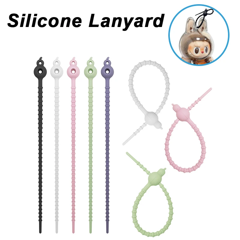 3/5PCS 캔디 색상 실리콘 넥타이 20CM 안티 드롭 체인 봉제 인형 교수형을위한 안티 분실 디자인 로프 버클