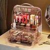 Transparent Lipstick Holder With Lid Lip Gloss Storage Stand Small Makeup Organzier With Handle Cosmetics Storage Display Box 1