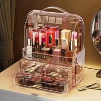 Transparent Lipstick Holder With Lid Lip Gloss Storage Stand Small Makeup Organzier With Handle Cosmetics Storage Display Box 1