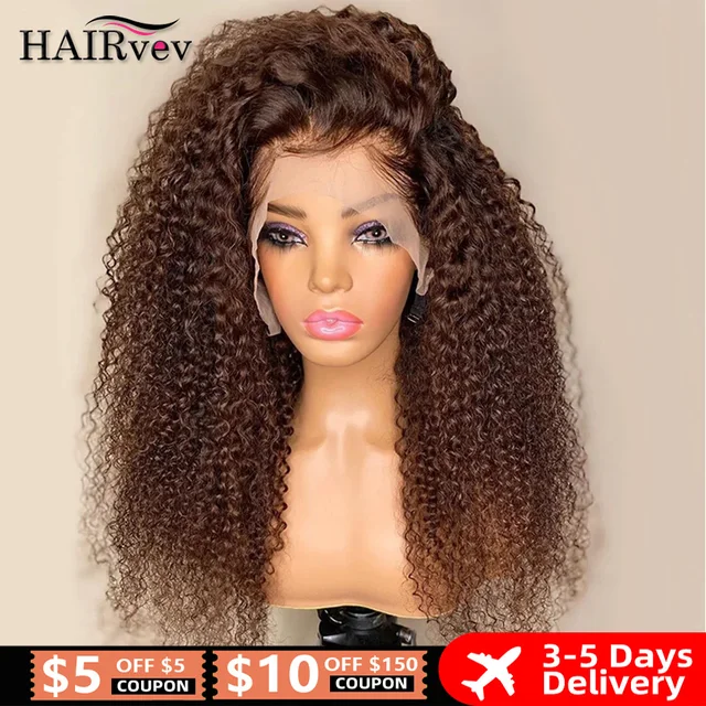 13x4 chocolat brun dentelle avant perruques couleur 13x6 HD Transparent bouclés dentelle avant perruque de cheveux humains vague profonde frontale perruque pour les femmes 1