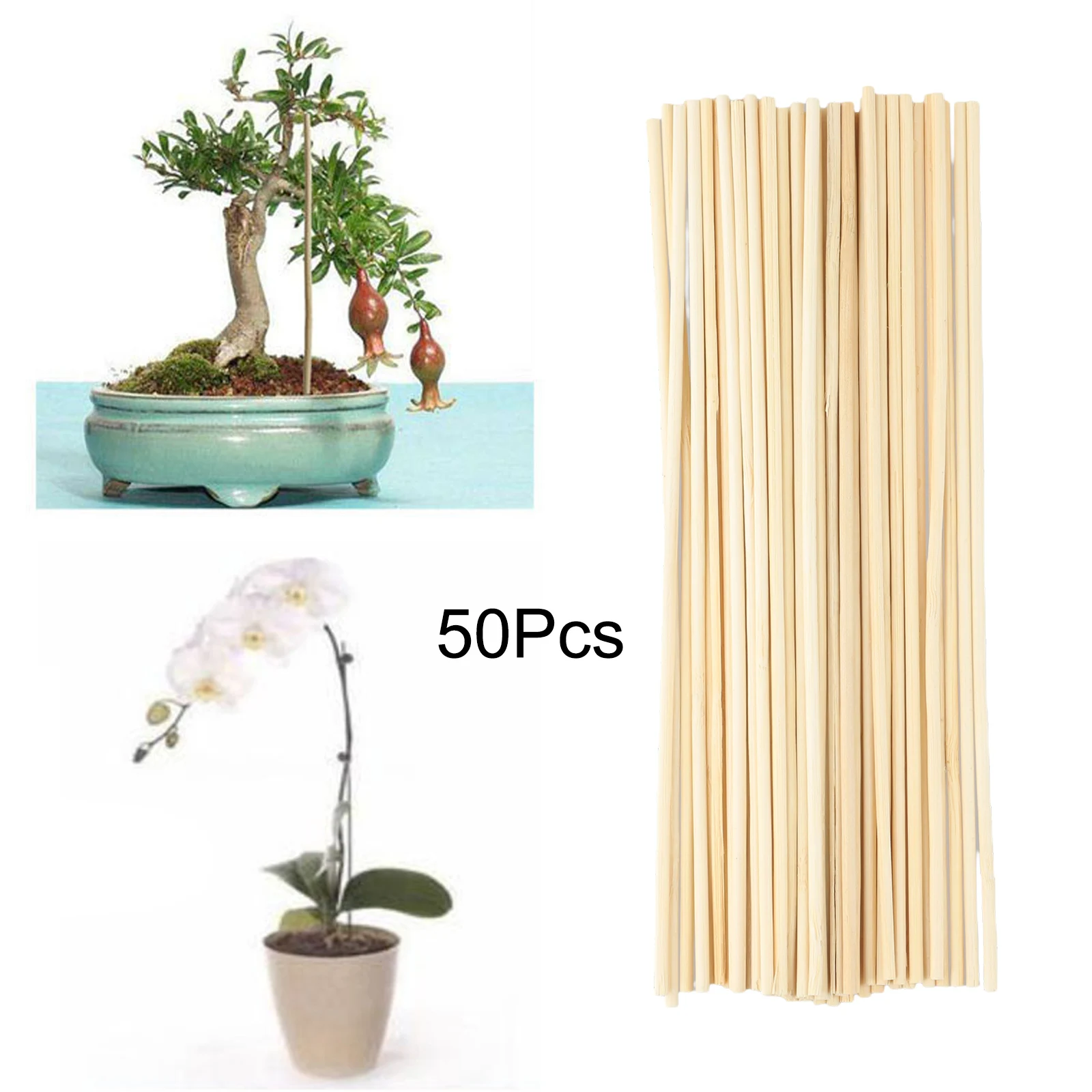 

50Pcs Bamboo Sticks Garden Plant Support Flower Stick Gardening Tool Wooden Plant Grow Canes Plants Flower Support Stick