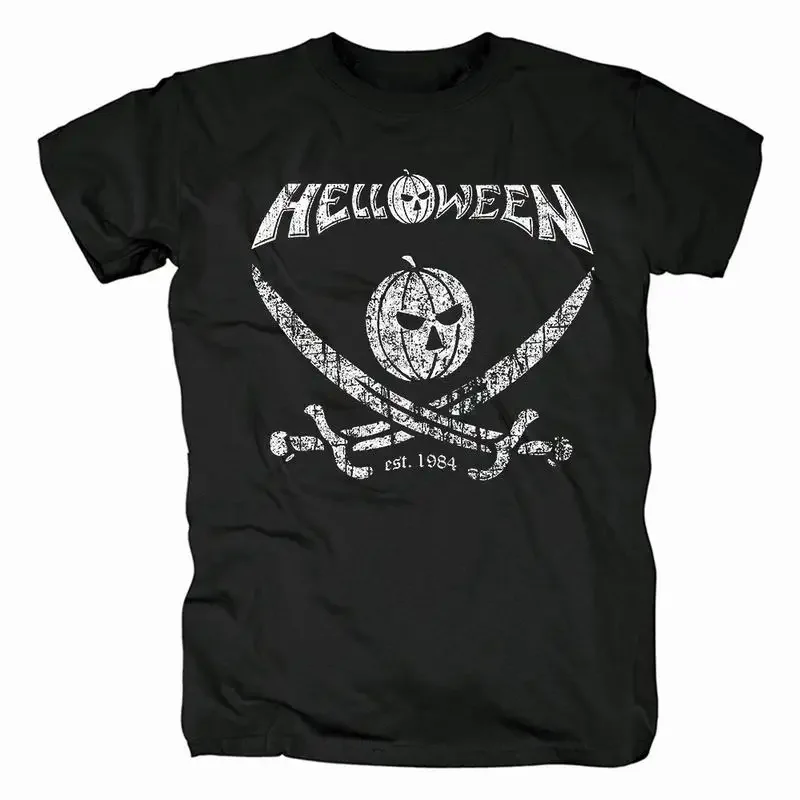 

Band Helloween Pumpkins Cartoon T Shirt ops Funny Anime Vintage Double Broadsword Graphic Shirts Men Clothing