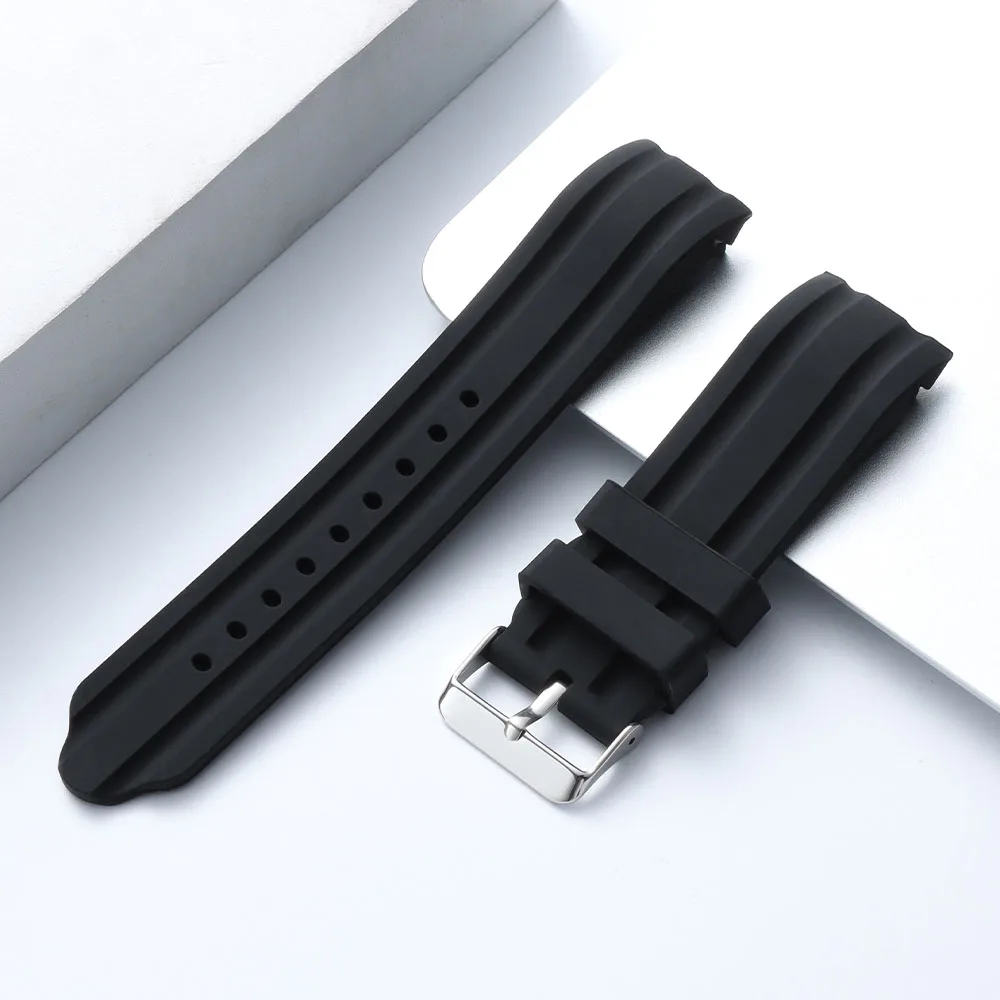Premium Thick Soft Silicone Watch Band - Sport Waterproof Wrist Strap with Curved Ends