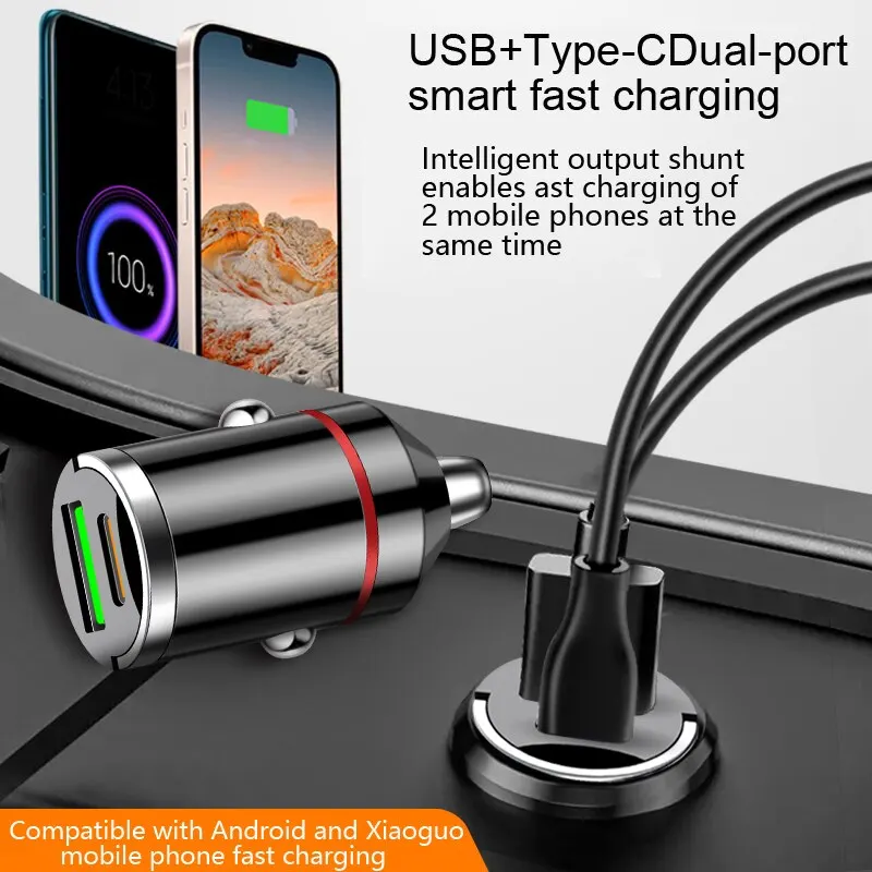 Car Charger PD+usb Fast Charge Mini Hidden 66W Flash Charge Multi-function