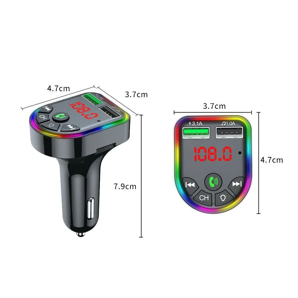 Car Audio MP3 Player FM Transmitter Radio Wireless Hands Music Receiver Dual USB Interface Fast Charger Adapter