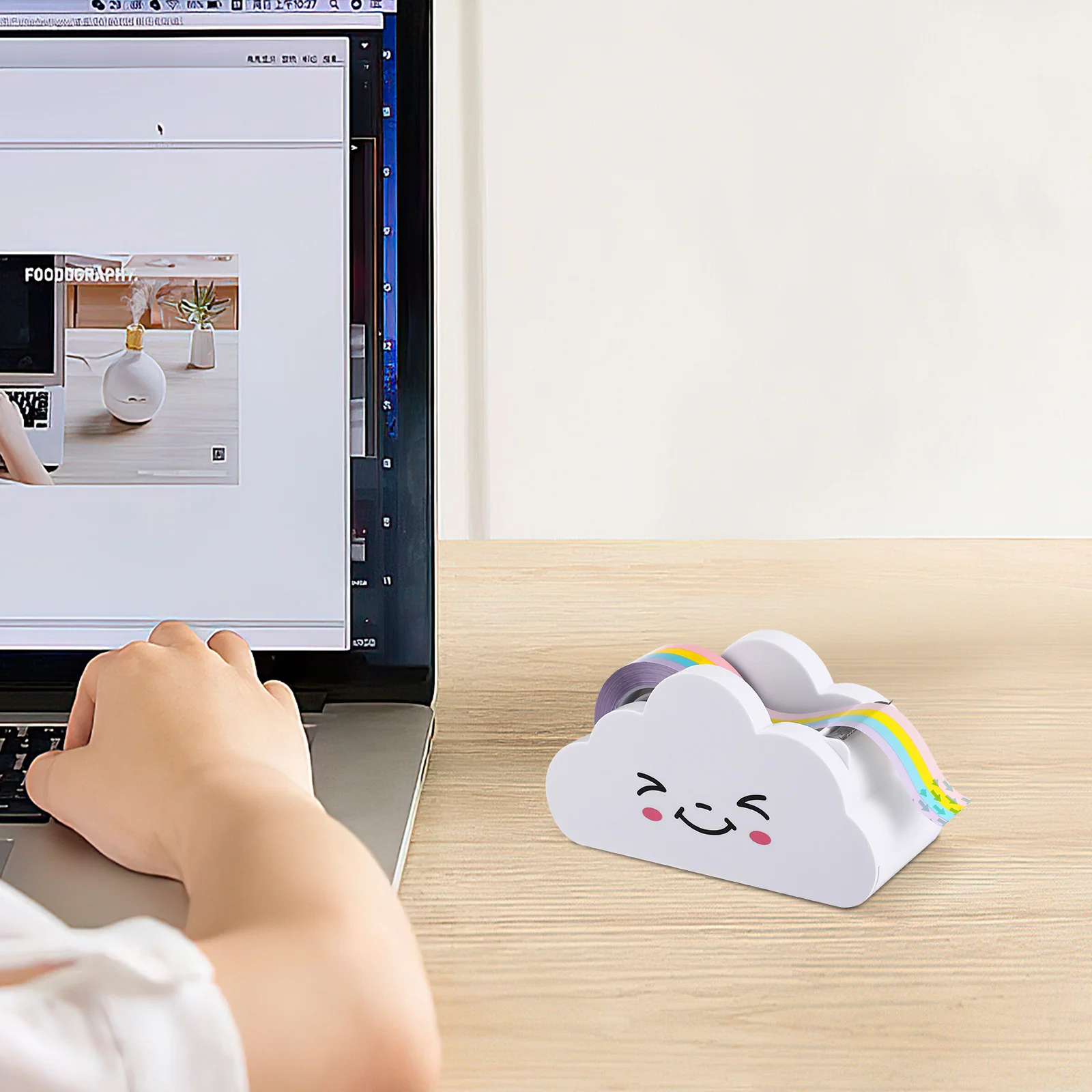 

Portable Creative Practical Stationery Supply Lovely Desk Tape Dispenser with Rainbow Tape Rainbow Tape with Tape Dispenser