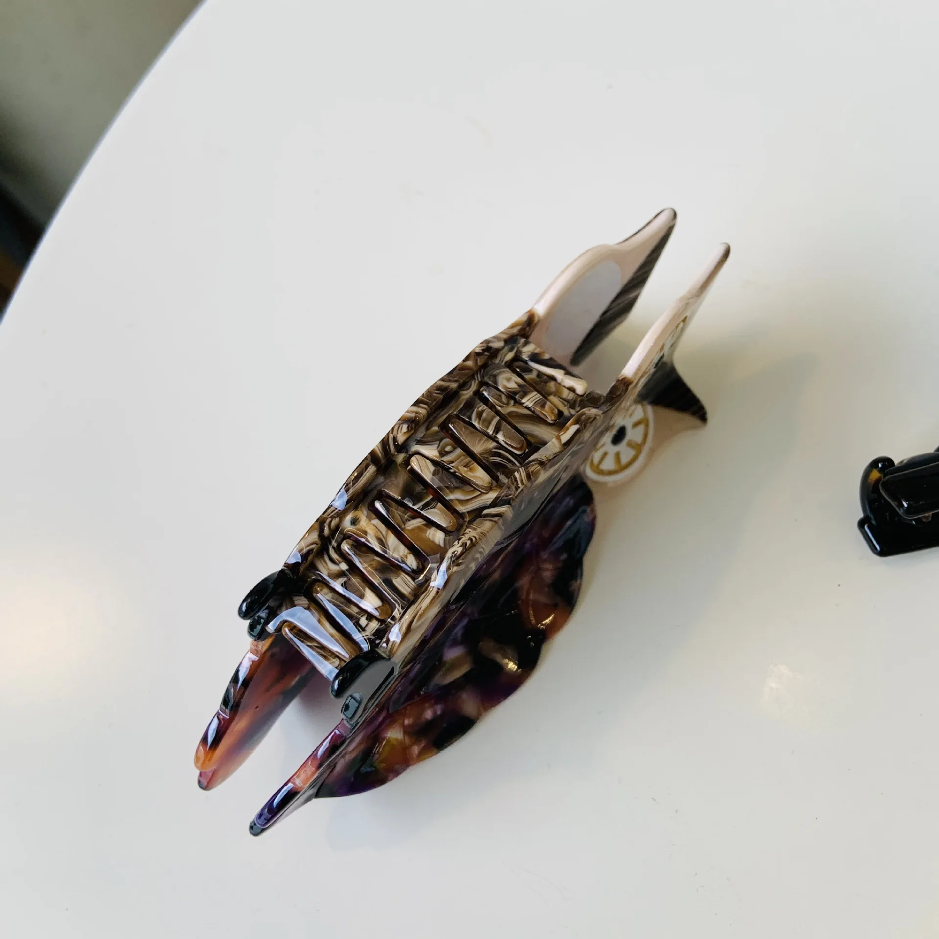 Damen-Clip, Vogel-Acetat-Clip, schwarzer Schwan-Clip, Leopardenmuster, Vogel, Tier, Papagei, Haar-Accessoires, einfache, lustige Hai-Clip-Mode_voghion.com